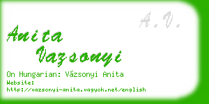 anita vazsonyi business card