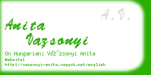 anita vazsonyi business card